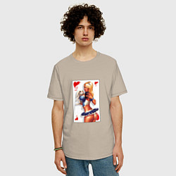 Футболка оверсайз мужская Дама с кроликом на игральной карте, цвет: миндальный — фото 2