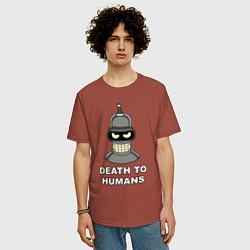 Футболка оверсайз мужская Bender - death to humans, цвет: кирпичный — фото 2