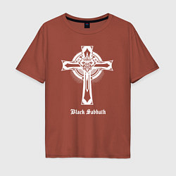 Футболка оверсайз мужская Black sabbath крест, цвет: кирпичный