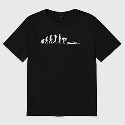 Футболка оверсайз мужская Эволюция в пловца, цвет: черный