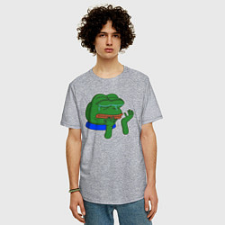 Футболка оверсайз мужская Лягушонок Пепе в слезах, цвет: меланж — фото 2