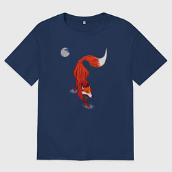 Футболка оверсайз мужская Лиса Крадётся, цвет: тёмно-синий