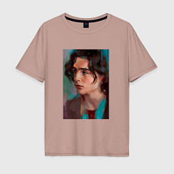 Футболка оверсайз мужская Timothee Chalamet fan art, цвет: пыльно-розовый