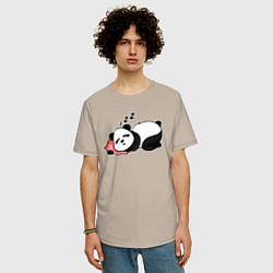 Футболка оверсайз мужская Дрыхнущая панда, цвет: миндальный — фото 2