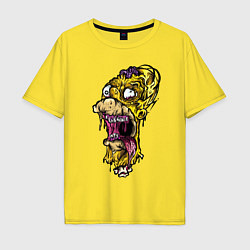 Футболка оверсайз мужская Homer Simpson - zombie - Halloween, цвет: желтый