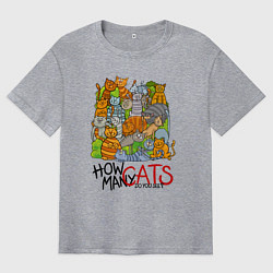 Футболка оверсайз мужская Сколько котов вы видите?, цвет: меланж