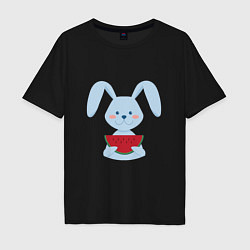 Футболка оверсайз мужская Кролик с арбузом, цвет: черный