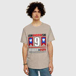 Футболка оверсайз мужская Роберт Левандовски сборная Польши, цвет: миндальный — фото 2