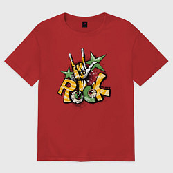 Футболка оверсайз мужская Граффити Rock party, цвет: красный