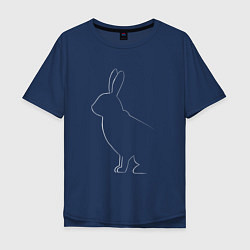 Футболка оверсайз мужская Силуэт кролика, цвет: тёмно-синий