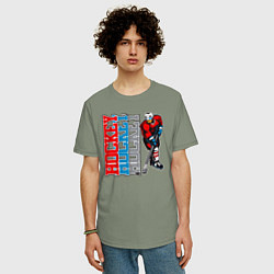 Футболка оверсайз мужская Hockey Hockey Hockey, цвет: авокадо — фото 2