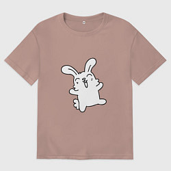 Футболка оверсайз мужская Happy Bunny, цвет: пыльно-розовый