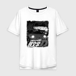 Футболка оверсайз мужская Initial d аниме про дрифт, цвет: белый