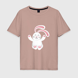 Футболка оверсайз мужская Cute Rabbit, цвет: пыльно-розовый