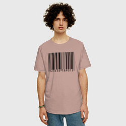 Футболка оверсайз мужская Штрих код, цвет: пыльно-розовый — фото 2