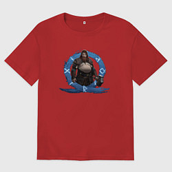 Футболка оверсайз мужская Тор GoW Ragnarok, цвет: красный