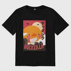 Футболка оверсайз мужская Утка Годзилла, цвет: черный