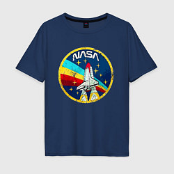 Футболка оверсайз мужская NASA - emblem - USA, цвет: тёмно-синий