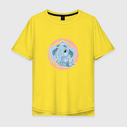 Футболка оверсайз мужская Мультяшный милый слонёнок, цвет: желтый
