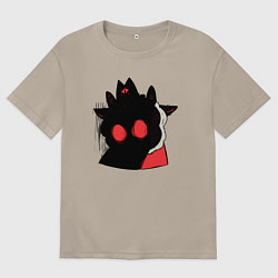 Футболка оверсайз мужская Cult of the Lamb - Овечка в испуге, цвет: миндальный