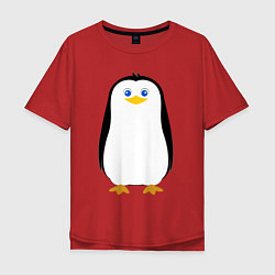 Футболка оверсайз мужская Красивый пингвин, цвет: красный