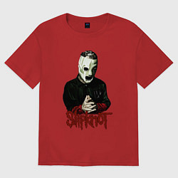 Футболка оверсайз мужская Slipknot mask, цвет: красный