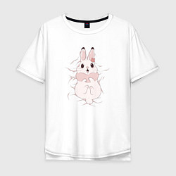 Мужская футболка оверсайз Cute white rabbit