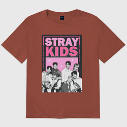 Футболка оверсайз мужская Stray Kids boy band, цвет: кирпичный