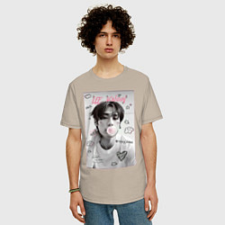 Футболка оверсайз мужская Lee Know Stray Kids, цвет: миндальный — фото 2