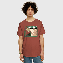 Футболка оверсайз мужская Кисуке Урахара - Блич, цвет: кирпичный — фото 2