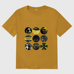 Футболка оверсайз мужская Twenty One Pilots коллаж, цвет: горчичный