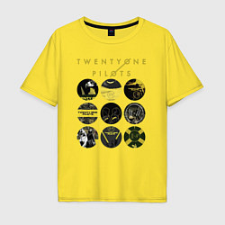 Футболка оверсайз мужская Twenty One Pilots коллаж, цвет: желтый