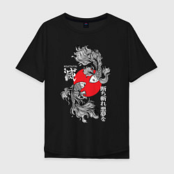 Футболка оверсайз мужская Истребитель демонов - Кисацутай, цвет: черный