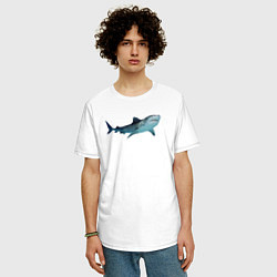 Футболка оверсайз мужская Realistic shark, цвет: белый — фото 2