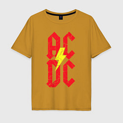 Футболка оверсайз мужская AC DC logo, цвет: горчичный