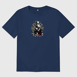 Футболка оверсайз мужская Череп в зеркале, цвет: тёмно-синий