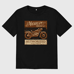 Футболка оверсайз мужская Ретро мотоцикл гранж, цвет: черный