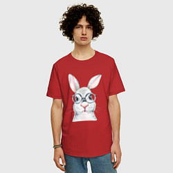 Футболка оверсайз мужская Серый кролик, цвет: красный — фото 2