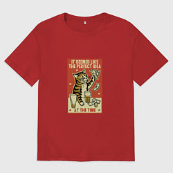 Футболка оверсайз мужская Это казалось хорошей идеей, цвет: красный