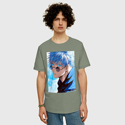 Футболка оверсайз мужская Сатору Годжо в очках - Jujutsu kaisen, цвет: авокадо — фото 2