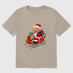 Футболка оверсайз мужская Новогодний мишка, цвет: миндальный