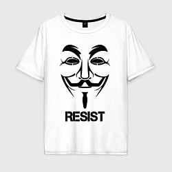 Футболка оверсайз мужская Guy Fawkes - resist, цвет: белый