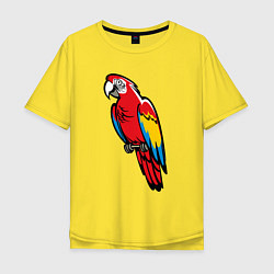 Футболка оверсайз мужская Попугай Ара на жердочке, цвет: желтый