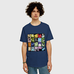 Футболка оверсайз мужская All happy three friends, цвет: тёмно-синий — фото 2