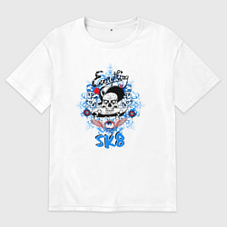 Футболка оверсайз мужская Череп и скейт, цвет: белый