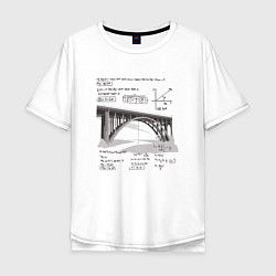 Футболка оверсайз мужская Мост и математические формулы, цвет: белый