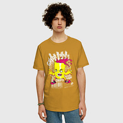 Футболка оверсайз мужская Стакан с напитком, цвет: горчичный — фото 2