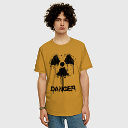 Футболка оверсайз мужская Danger radiation symbol, цвет: горчичный — фото 2
