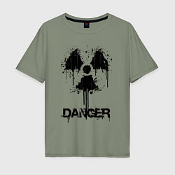 Футболка оверсайз мужская Danger radiation symbol, цвет: авокадо