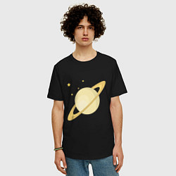 Футболка оверсайз мужская Сатурн, цвет: черный — фото 2